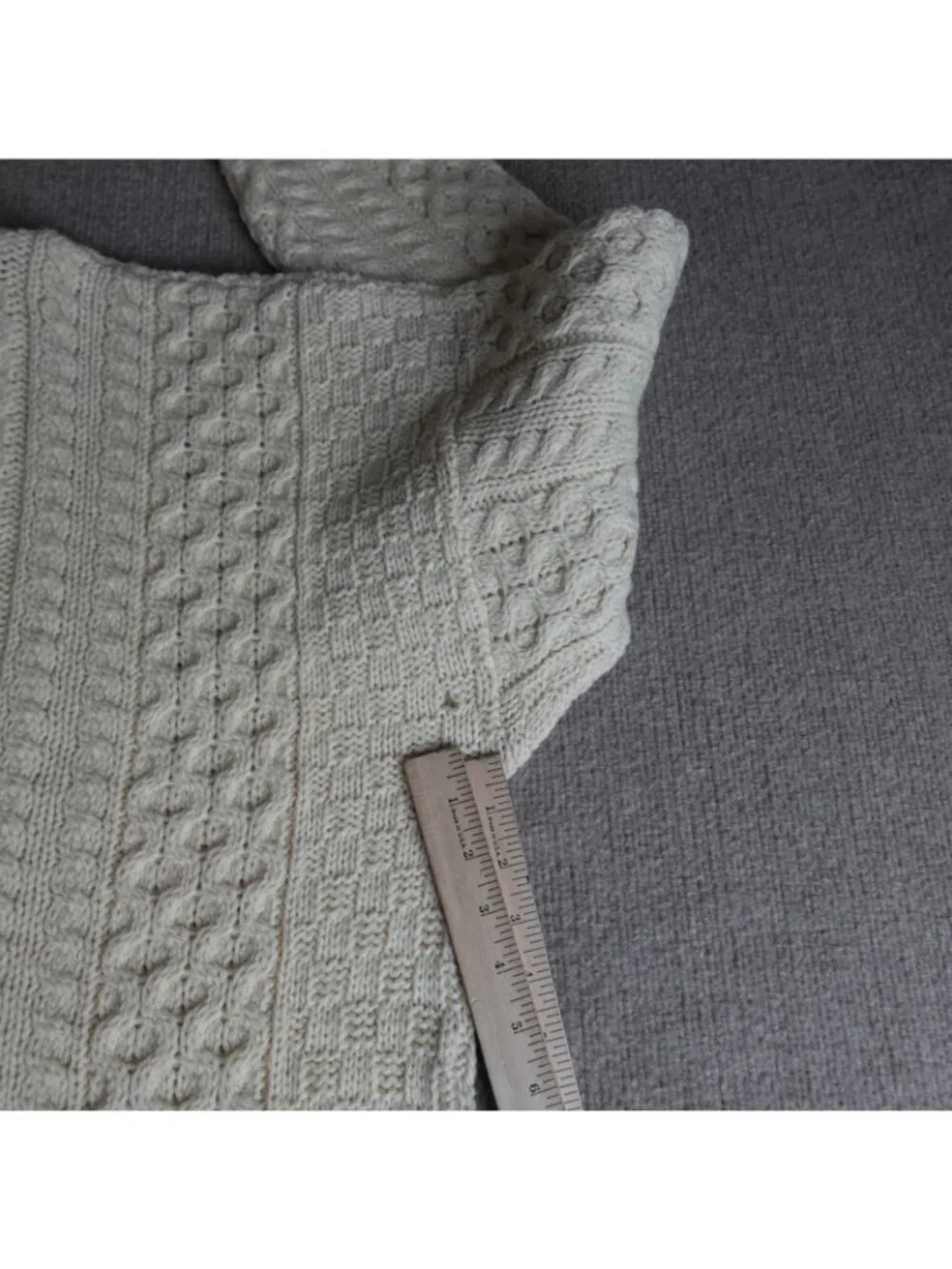 Irish Homecraft Mens Sweater Large Beige 100% Oiled Wool Made in Ireland